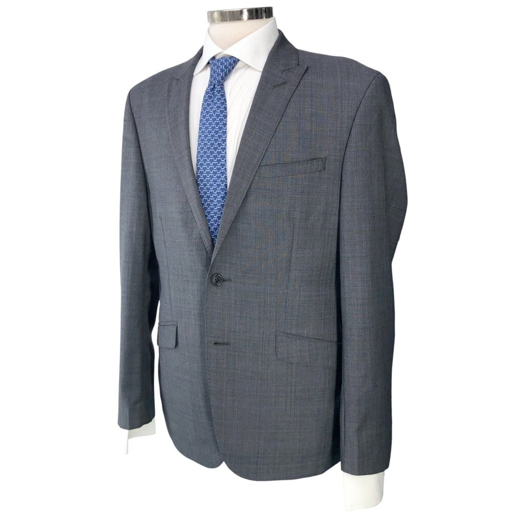 Blackberrys Sport Coat Mens 42R Gray Plaid Two Button Double Vent Wool Business
